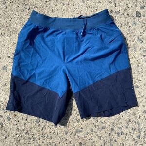 Lululemon T.H.E. Shorts Men's Small‎ Blue 8" Lined Drawstring Stretch M7ACWS